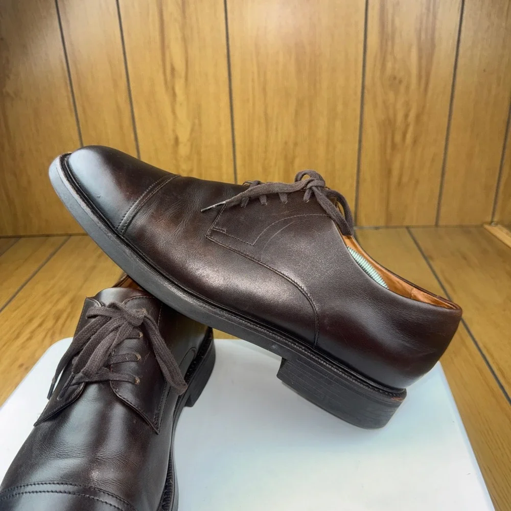 Polo Ralph Lauren Asher Captoe Brown Leather Oxford Dress Shoes Mens 13 Vibram